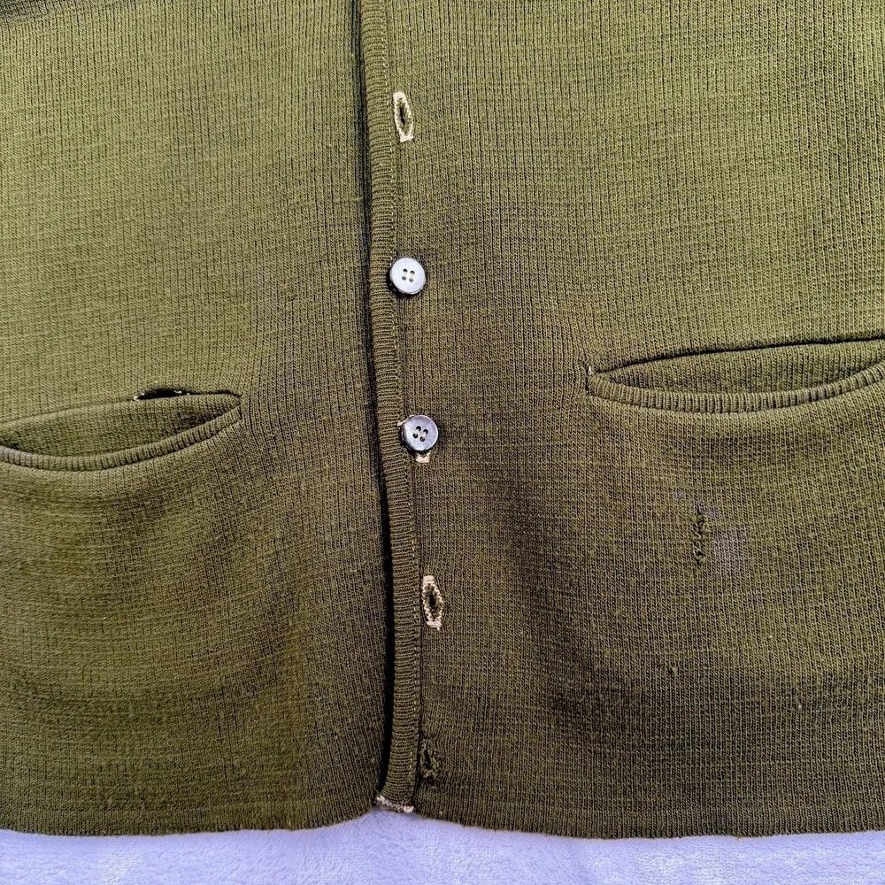 Vintage 60s Brentwood Cardigan Sweater Mens M Rockabilly Avocado Swing Bowling